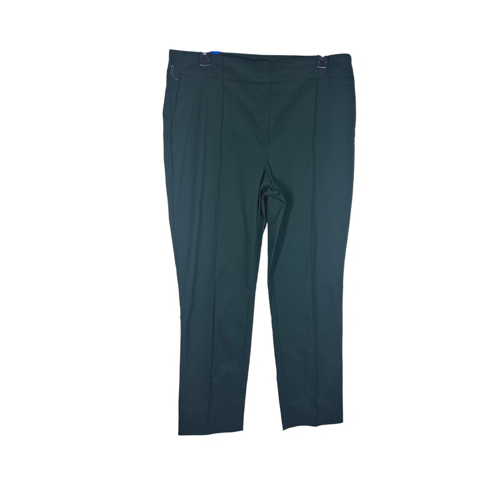 Hilary Radley Deep Emerald Slim Leg Mid Rise Pants Size Large 29 in‎ Inseam NEW